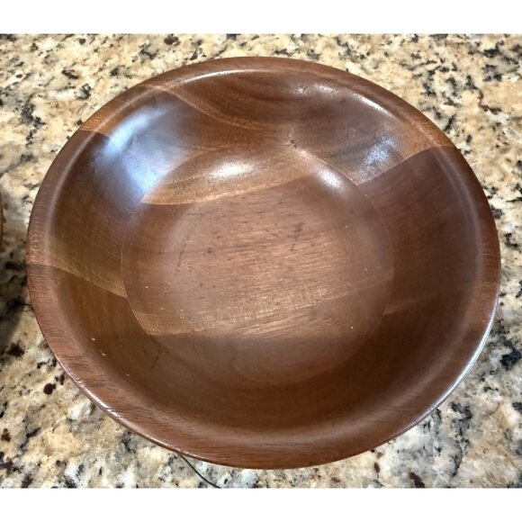 Ozark Walnutware  Solid Walnut Salad Bowls 6" Set of 2 Vintage - Picture 2 of 6